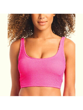 Bar III Women's Size Medium Pink Textured Tank Bra Bikini Top NWT